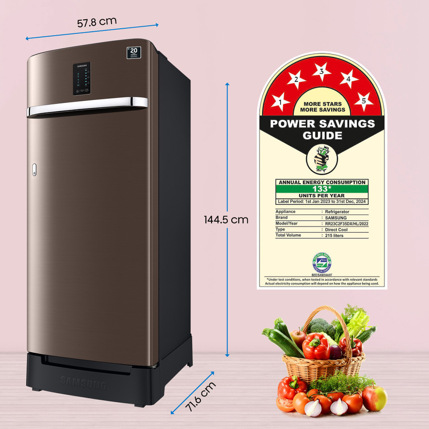 SAMSUNG 215 L Direct Cool Single Door 5 Star Refrigerator with Base Drawer with Digi Touch Cool Digital Inverter with Display Online at Best Price in India Flipkart