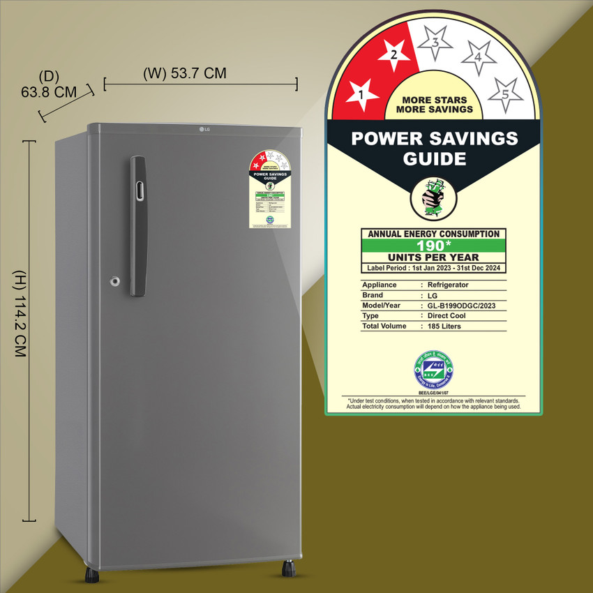 Lg single door shop refrigerator power consumption