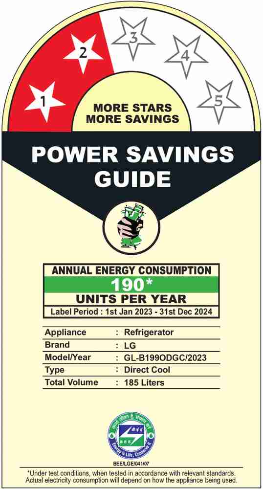 180 ltr refrigerator power shop consumption