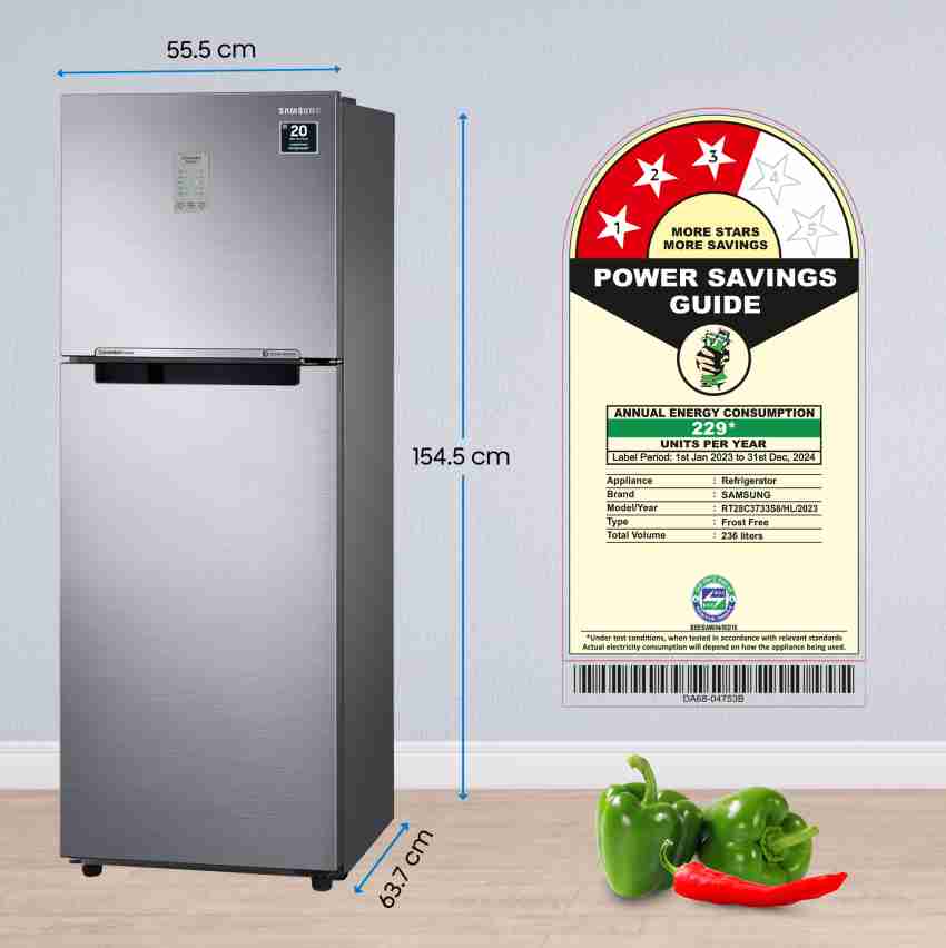 Samsung double door refrigerator power deals consumption