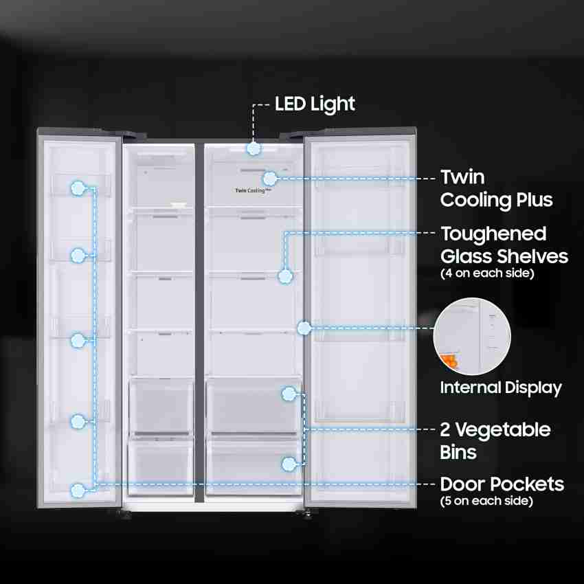 Samsung 653L WI-FI Enabled SmartThings Side By Side Inverter Refrigerator  (RS76CG8113SLHL, EZ Clean Steel) - Velan Store