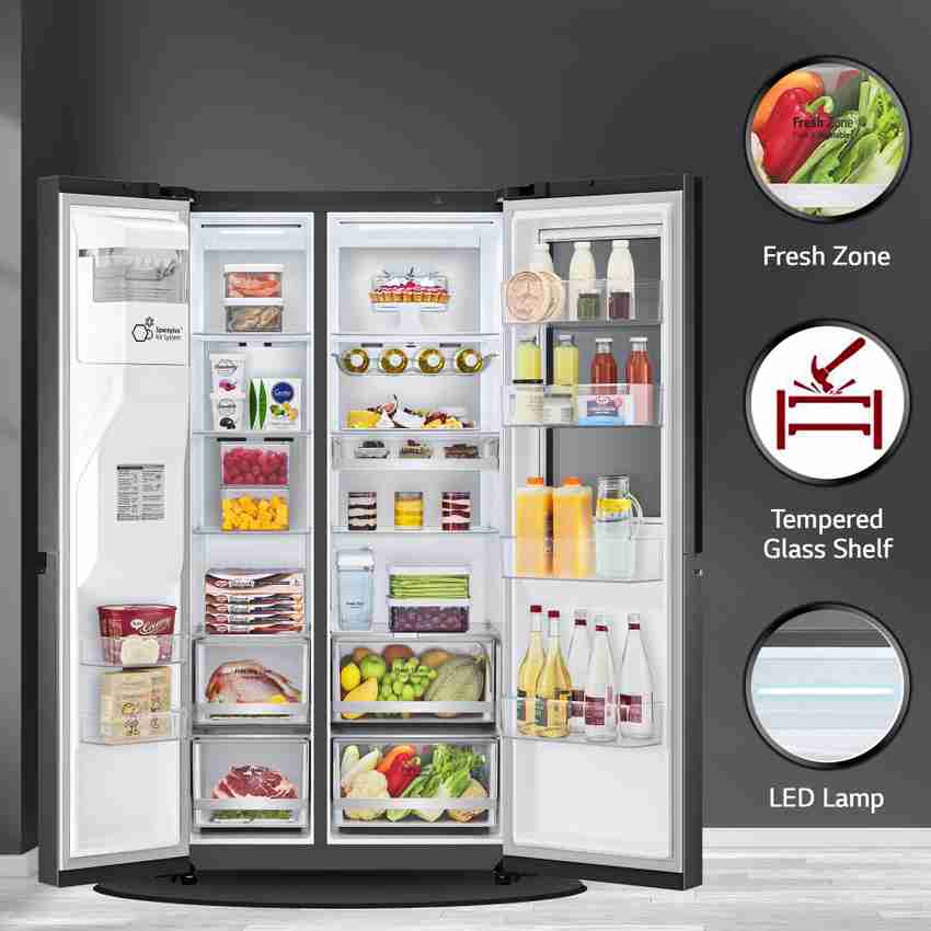 Lg side by side store fridge glass door