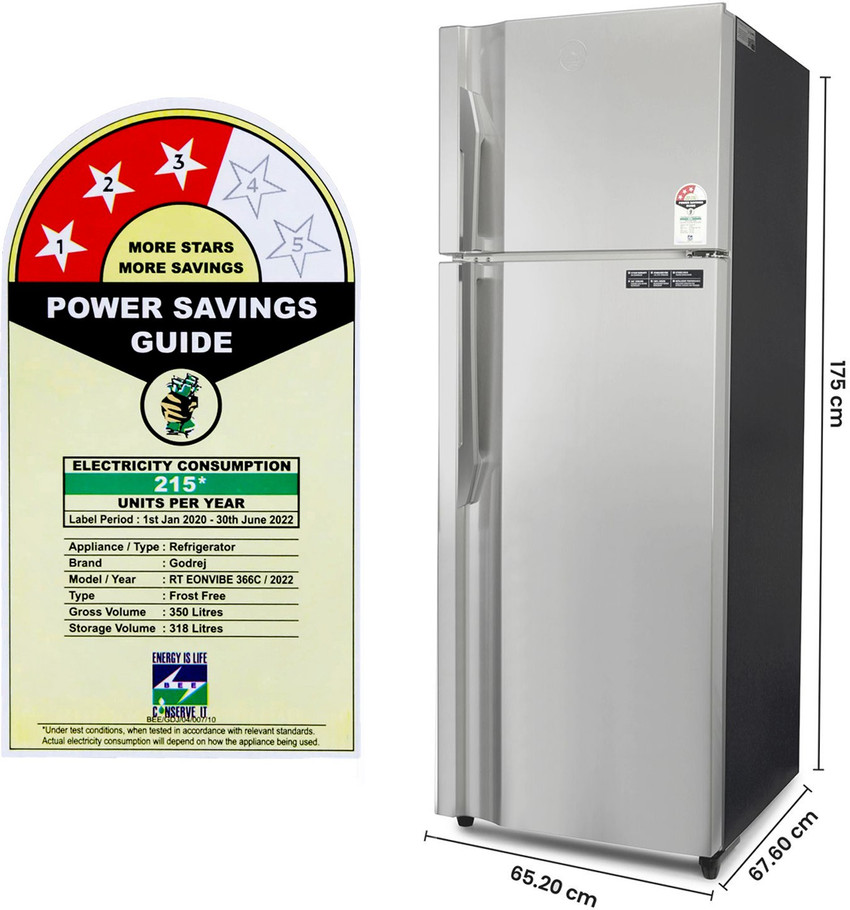 Godrej 350 L Frost Free Double Door Star Refrigerator (RT, 46 OFF