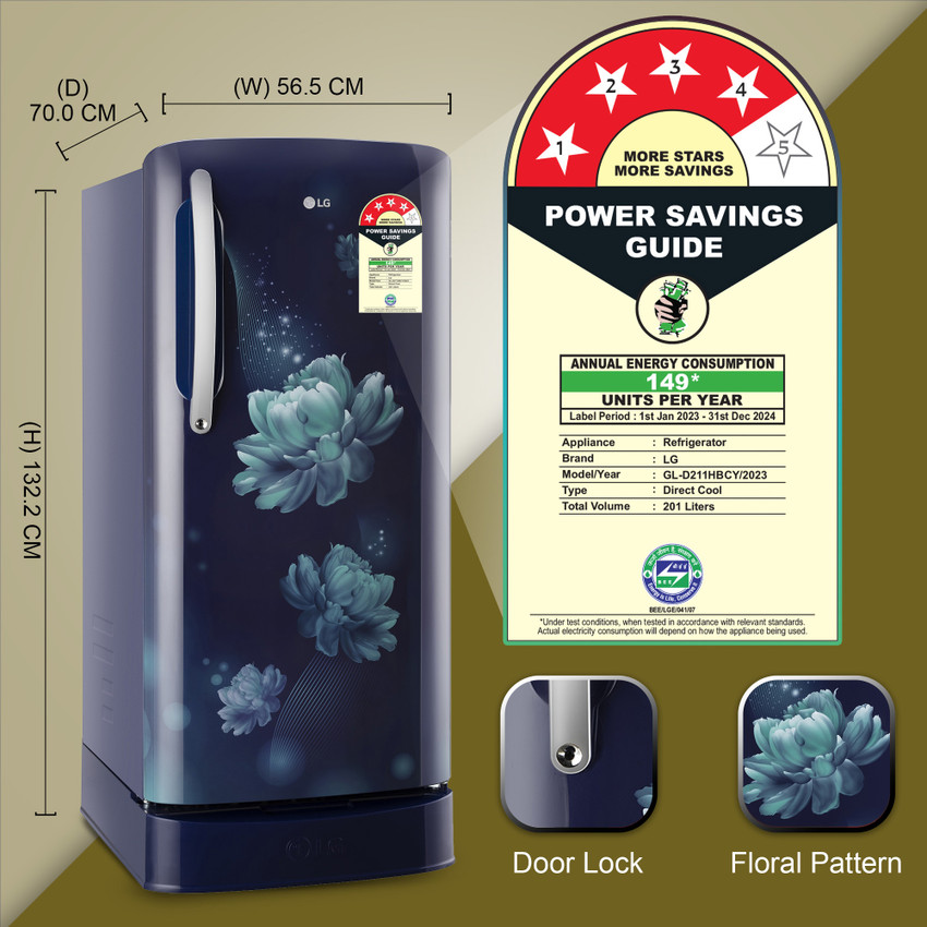LG 201 L Direct Cool Single Door 4 Star Refrigerator with Base