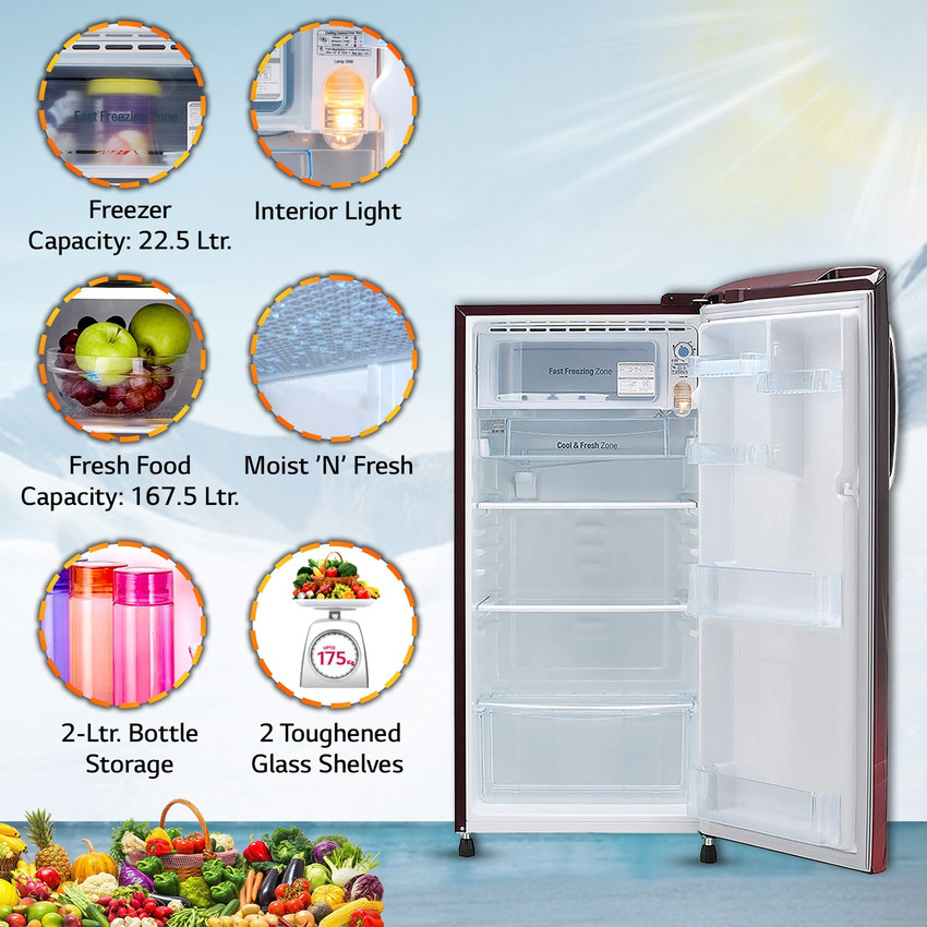 Lg 190l single door refrigerator 4 star online