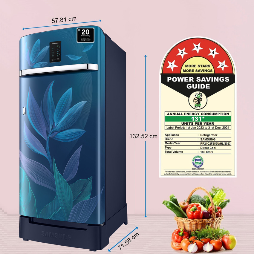 SAMSUNG 189 L Direct Cool Single Door 5 Star Refrigerator with Digi Touch Cool Digital Inverter with Display Online at Best Price in India Flipkart