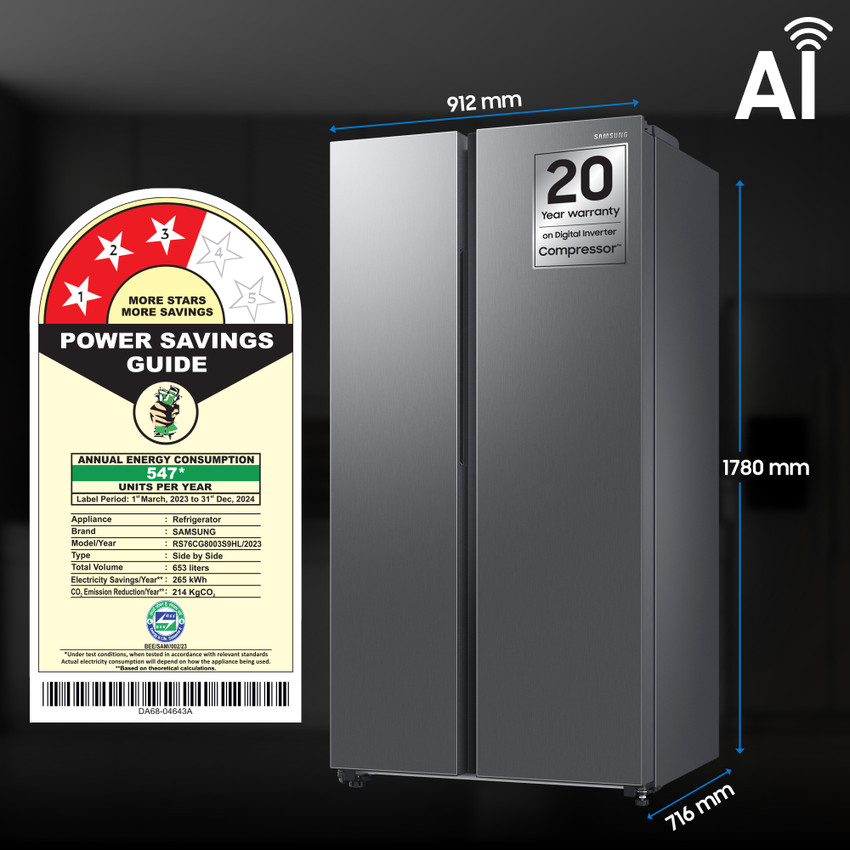 Samsung refrigerator power consumption sale