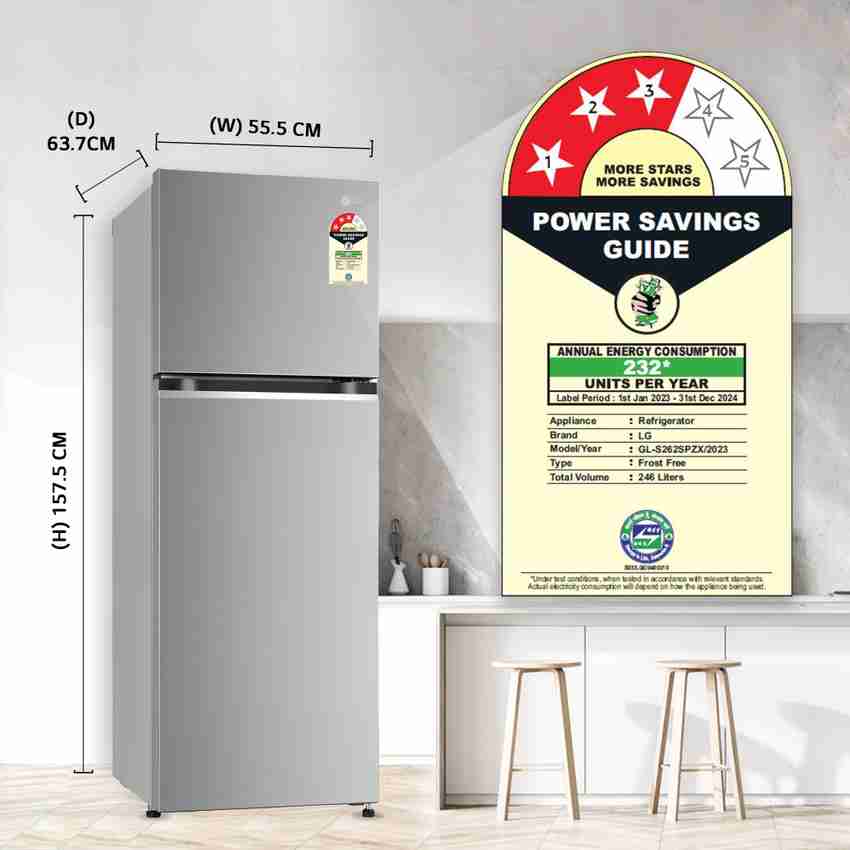 Lg 3 star store refrigerator power consumption