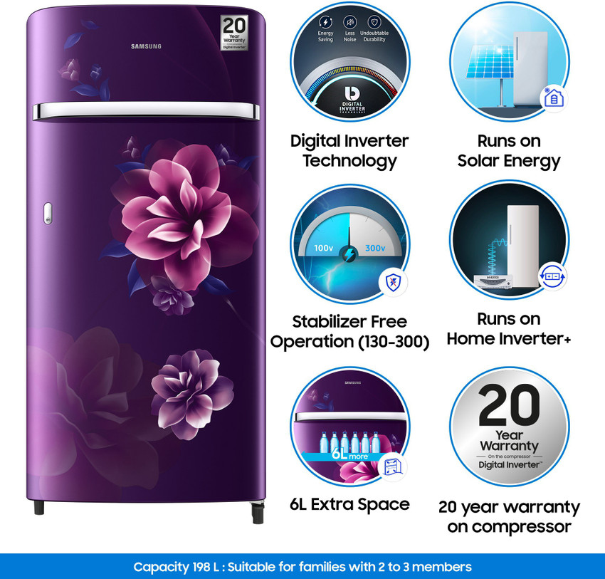 Samsung 198 litre fridge 4 star single shop door