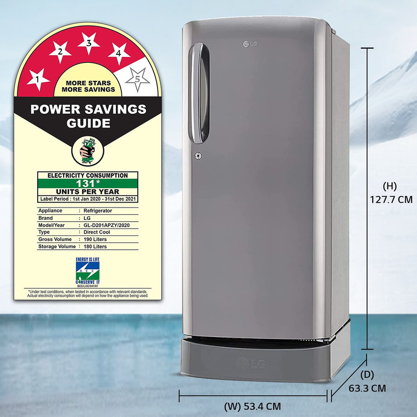 Lg 190 ltr clearance refrigerator power consumption