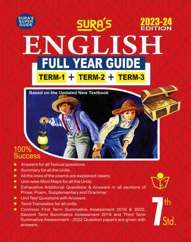 SURA`S 7th Standard Guide English Full Year Guide 2023-24 Latest Updated  Edition: Buy SURA`S 7th Standard Guide English Full Year Guide 2023-24  Latest Updated Edition by A panel of Authors at Low