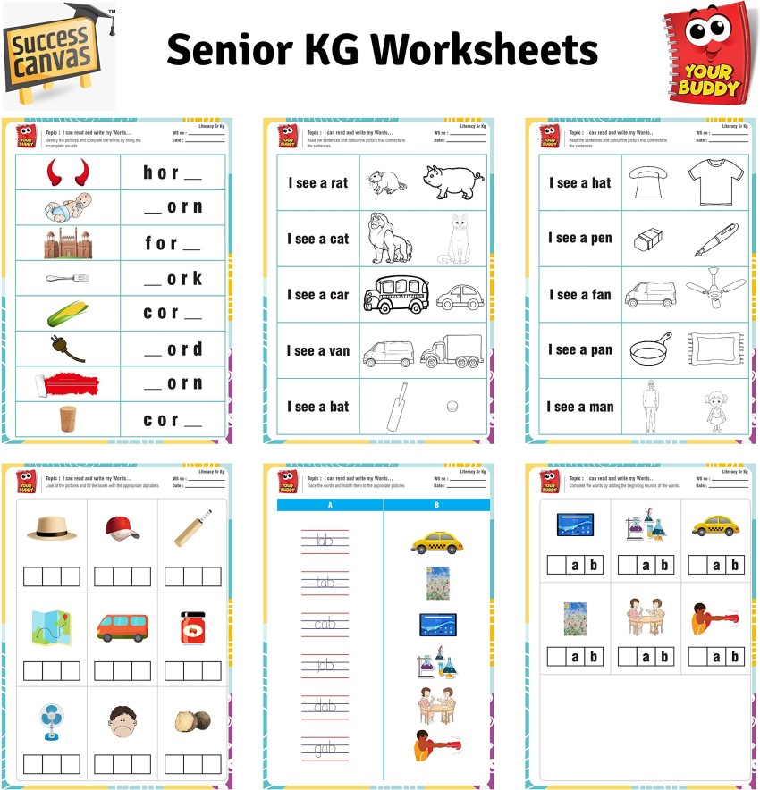 Worksheets for LKG to Grade 3, Maths, English, EVS
