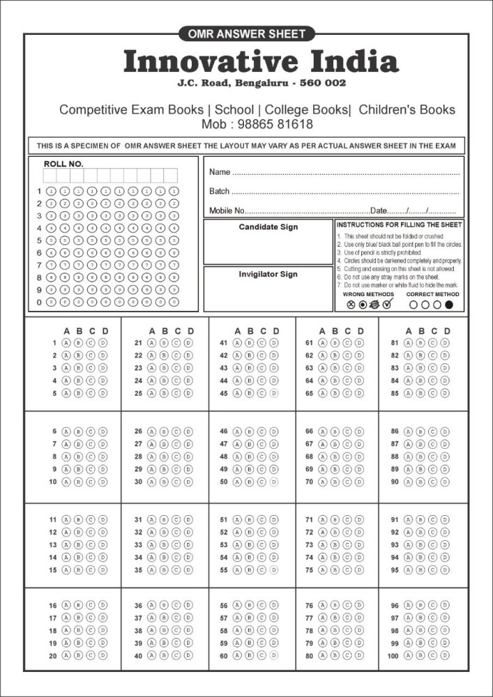 OMR Test Sheet MCQ OMR Sheet OMR Sheet Download, 40% OFF