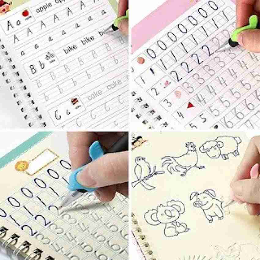 4Pcs Reusable English Alphabet Number Kids Drawing Practice Book