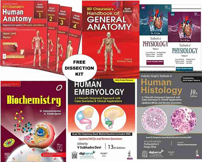 M.B.B.S 1ST Year Set With Free Dissection Kit 1 Human Anatomy BD