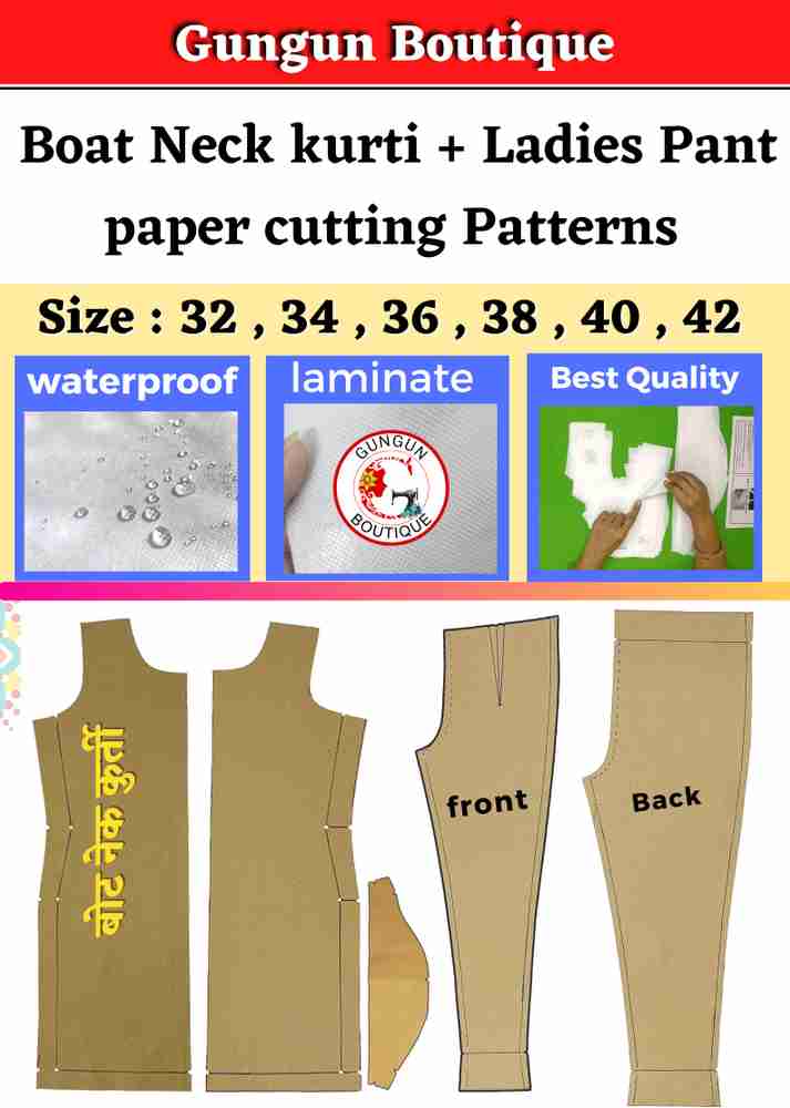 Boat neck outlet kurti cutting