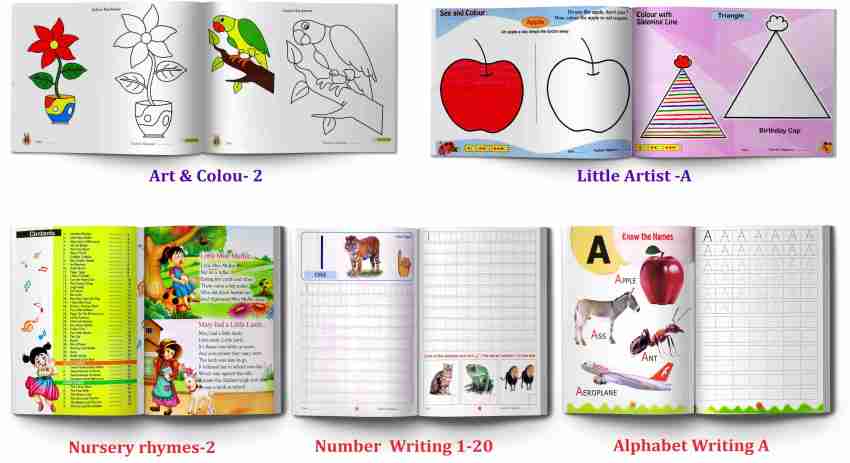 Educart Nursery School Kit (School Bag+8 Books For 3-5 Years)Of English &  Hindi Alphabets, Picture Book, Rhymes And Balgeet, Capital Letter Writing,  Akshar Aabha, Target Number, Drawing Books For Kids: Buy Educart