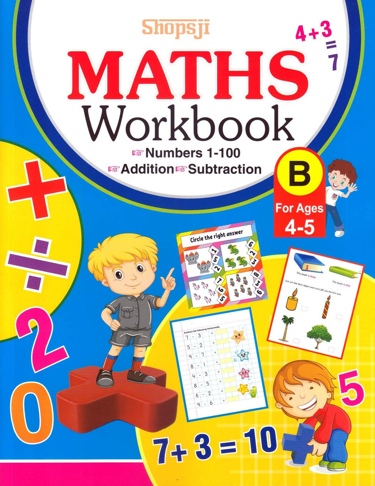 Shopsji Math Workbook Number 1-100, Addition, Subtraction | Math Workbook  For Children Ages 4-5 | Math Exercise Book | Early Learning Math Notebook|  Math Numbers Notebook |Preschool And Primary Math Exercise Book:
