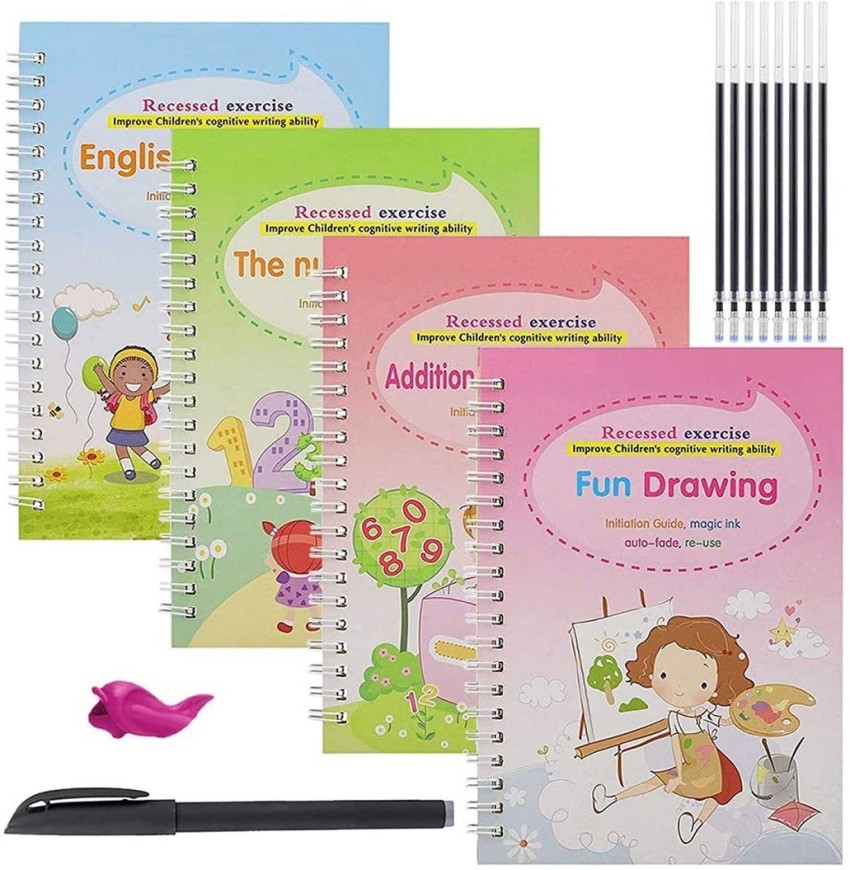 Magic Practice Copy Book For Kids - 4Pcs Magic Book With Pens,Calligraphy  Books For Beginners Practice,: Buy Magic Practice Copy Book For Kids - 4Pcs  Magic Book With Pens,Calligraphy Books For Beginners
