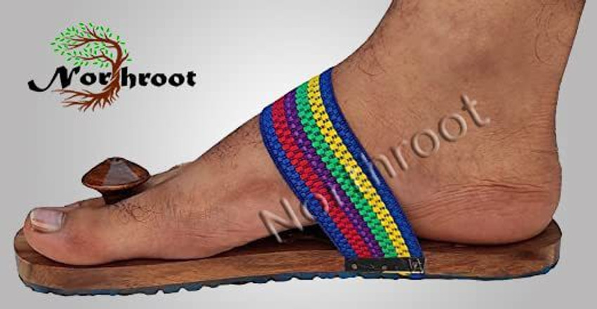 National Handicraft Khadau Slippers With Rubber Straps For Men Women Floral Design Religious Footprint Price in India Buy National Handicraft Khadau Slippers With Rubber Straps For Men Women Floral