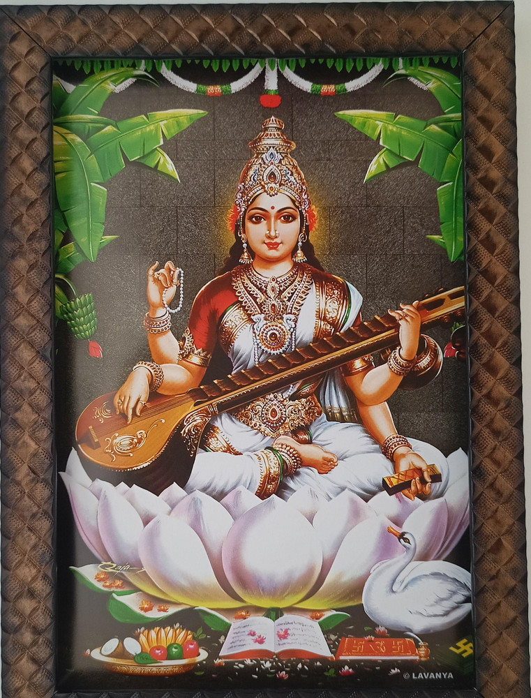 VGS MARKETINGS Goddess Saraswati mata on Lotus with sitar Veena