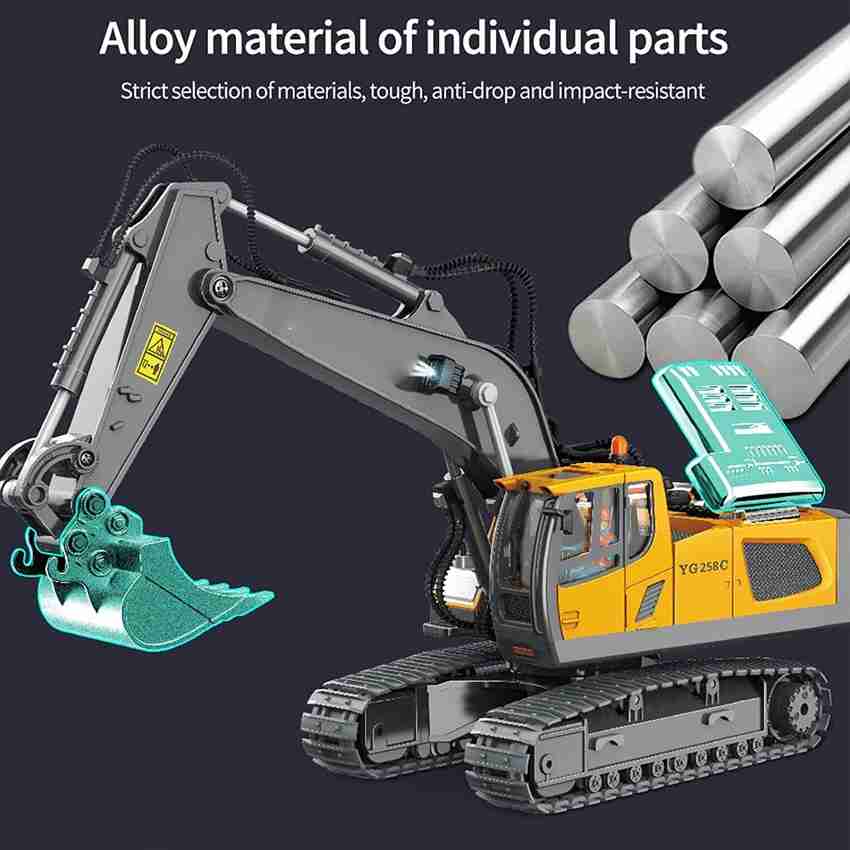 GORMERY Remote Control Excavator Toy Construction Toys with Metal