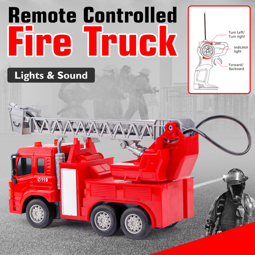 FIDDLERZ Remote Control Toy Truck Car Spray Function RC Fire Truck
