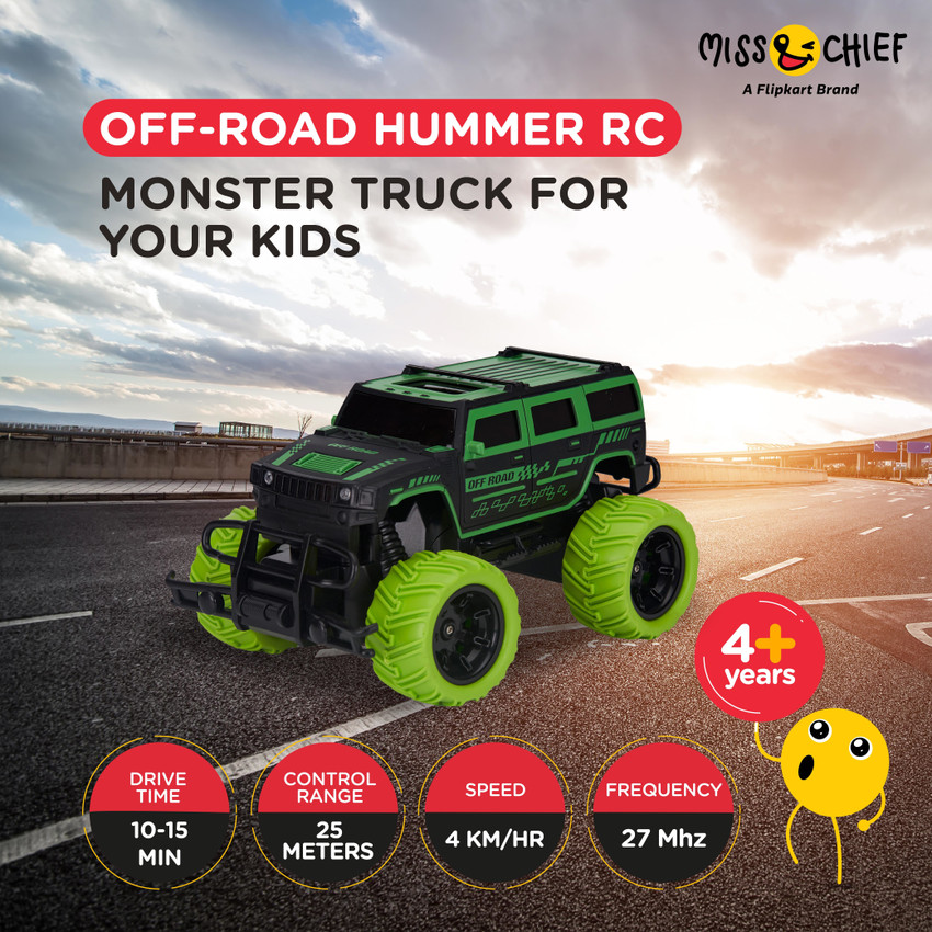 Miss Chief by Flipkart Big and Mean Rock Crawling 1 20 Scale Modified Off Road Hummer RC Car Monster Truck Big and Mean Rock Crawling 1 20 Scale Modified Off Road Hummer RC Car Monster Truck