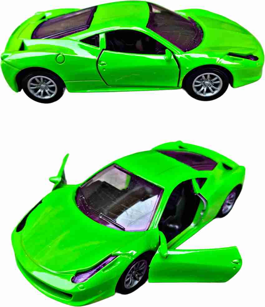 Ruhani Toys Gift Gallery Mini Ferrari Metal Super Car with Openable Doors for Kids Green Pack of 1 Mini Ferrari Metal Super Car with Openable Doors for Kids Green Pack