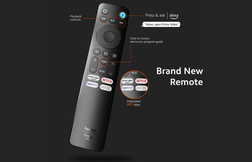 hybite Bluetooth Remote Compatible for Red- Smart Fire TV with Voice Command Prime Video etc Hotkeys(Pairing Must to Operate Voice) Redmi Fire tv With Voice Remote Controller - hybite : Flipkart.com