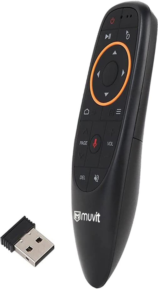 Muvit Wireless Bluetooth Remote G10 Voice Wireless Remote Control 2.5G IR  Learning for Smart Tv Box With IR Learning Fly Air Remote Mouse for Android  TV Box Black Remote Controller - Muvit 