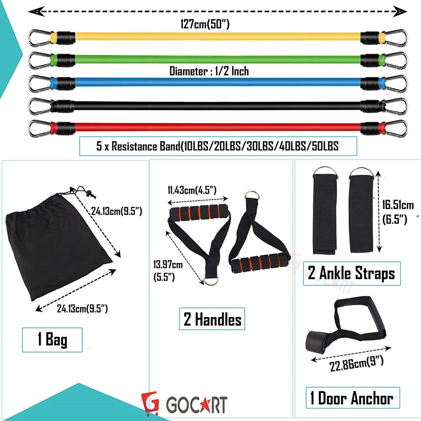 GOCART 11 PC Resistance Bands Set Resistance Tube Buy GOCART 11 PC Resistance Bands Set Resistance Tube Online at Best Prices in India Fitness Flipkart