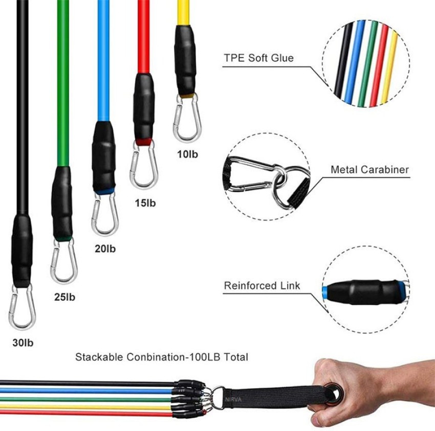 Bodylastics Resistance Band Set-Resistance Bands with Handles, Ankle  Straps, Door Anchor, Carry Bag Heavy-Duty Stretch Exercise Bands-Patented  Clips and Snap Reduction Tech (3-96LBS Set Assorted) : : Sports &  Outdoors