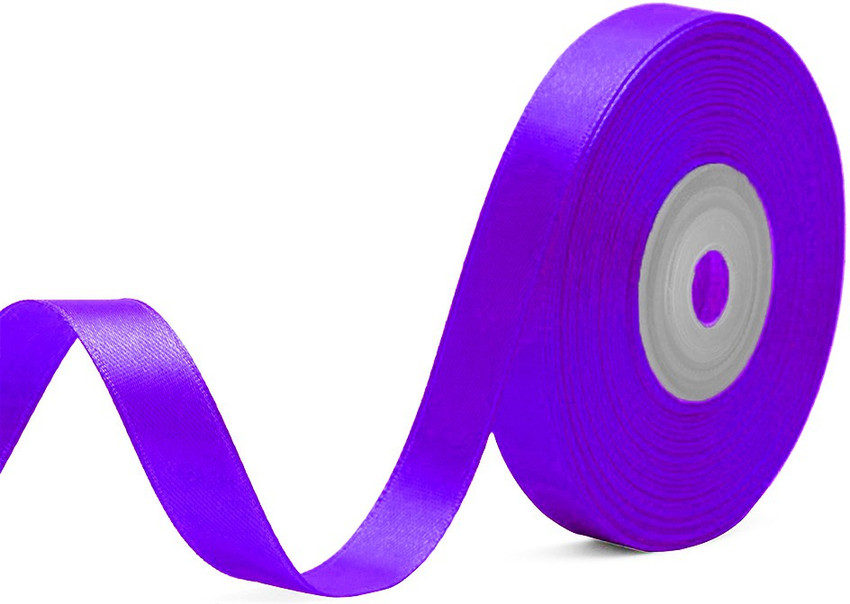 Adhvik 1.2cm X 18 Mtr Purple Satin Ribbon for Party Decoration