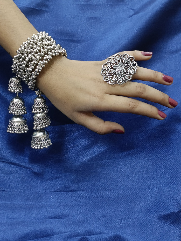 PRASUB Fancy finger ring with bracelet Alloy Beads Sterling Silver