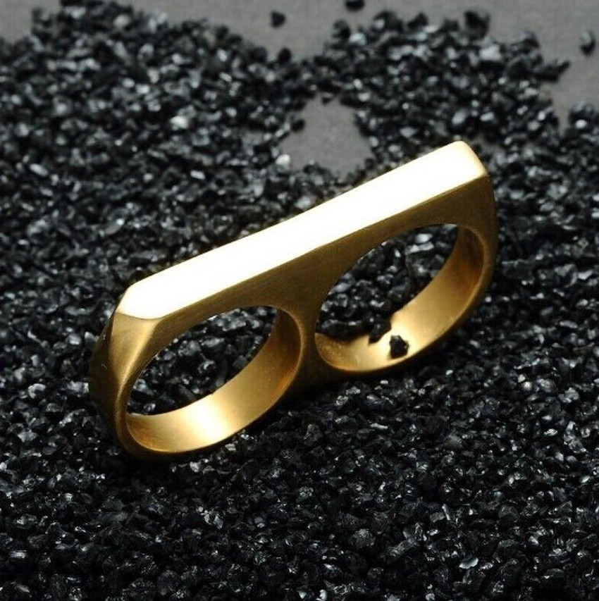 Two finger ring hot sale mens gold