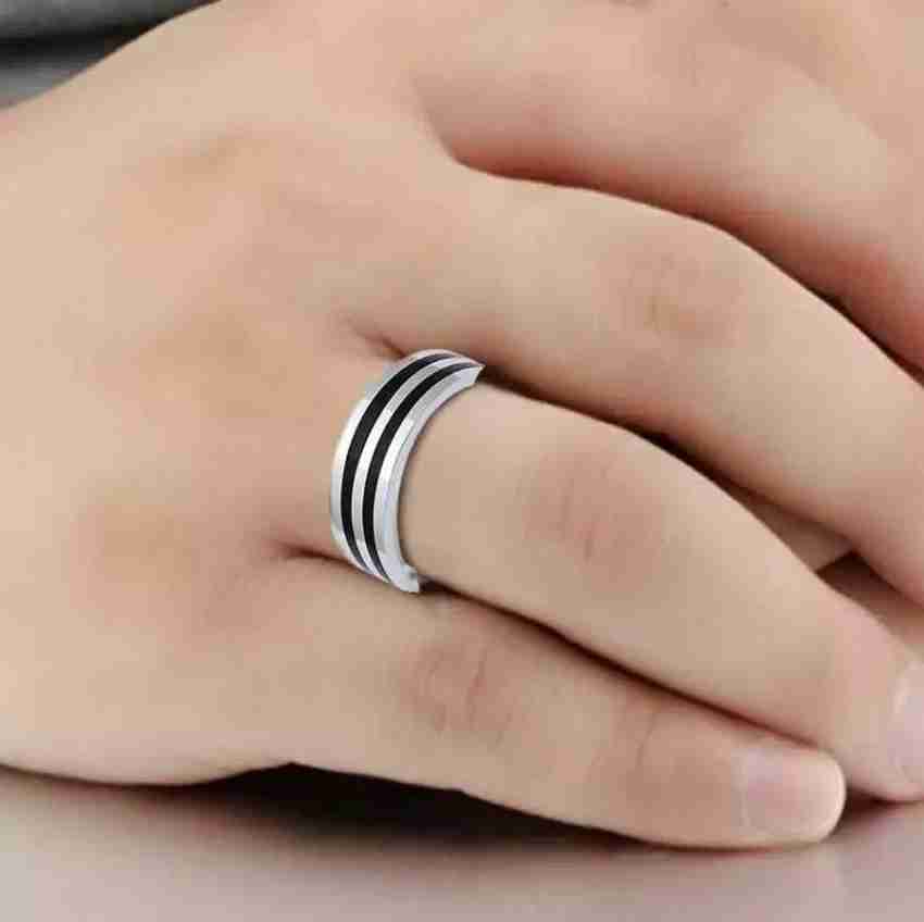 Silver ring with black clearance stripe