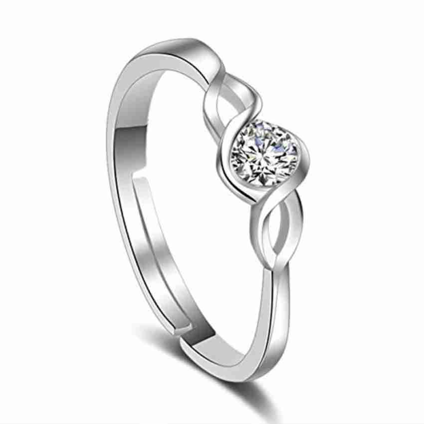 MYKI Sizzling Solitaire Adjustable Ring For Women & Girls Sterling Silver  Swarovski Crystal 24K White Gold Plated Ring with Rose box packing  Stainless Steel Cubic Zirconia Silver Plated Ring Price in India 