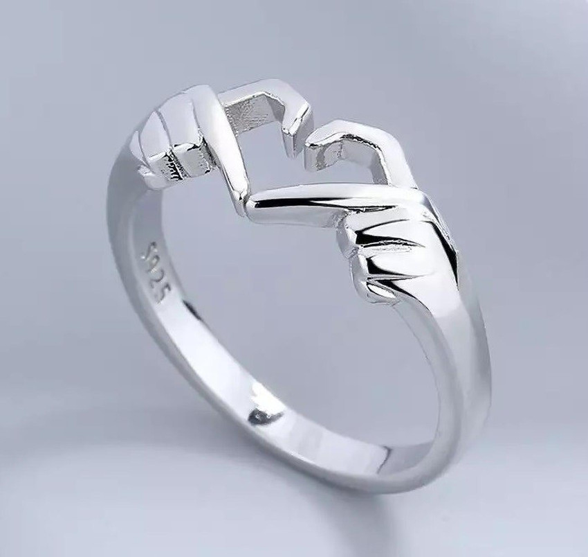 Stylewell Silver Geometric Palm Love Gesture Couple Hands Than Heart Thumb Finger Ring Metal Stainless Steel Rhodium Plated Ring Price in India Buy Stylewell Silver Geometric Palm Love Gesture Couple ...