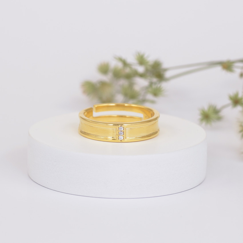 Ornate Jewels 18k Gold Plated Adjustable Silver Ring for Men