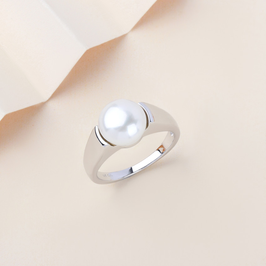 Ornate Jewels Pure 925 Sterling Silver 10mm Single Pearl Ring for Women and Girl Sterling Silver Pearl Rhodium Plated Ring Price in India Buy Ornate Jewels Pure 925 Sterling Silver 10mm