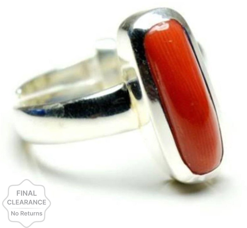 Red coral silver deals ring