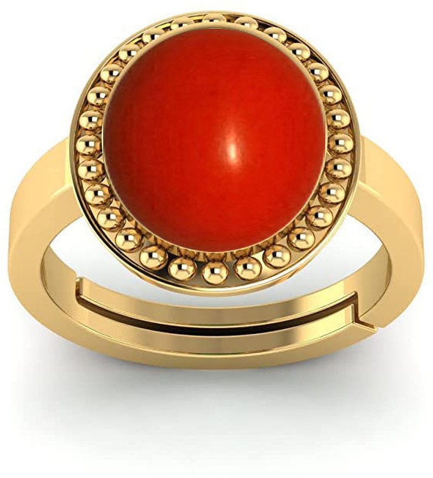 SIDHGEMS 7.25 Ratti 6.00 Crt Natural Red Coral Moonga Ring Astrology Gemstone Brass Coral Gold Plated Ring Price in India Buy SIDHGEMS 7.25 Ratti 6.00 Crt Natural Red Coral Moonga Ring