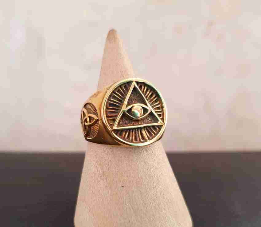 PATHAYAM lluminati third eye brass adjustable free size ring