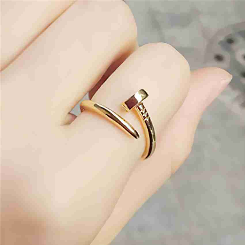 Fashion Frill Gold Ring For Girls Style Nail Screw Design Golden Finger Ring  For Women Girls Stainless Steel Gold Plated Ring Price in India - Buy  Fashion Frill Gold Ring For Girls