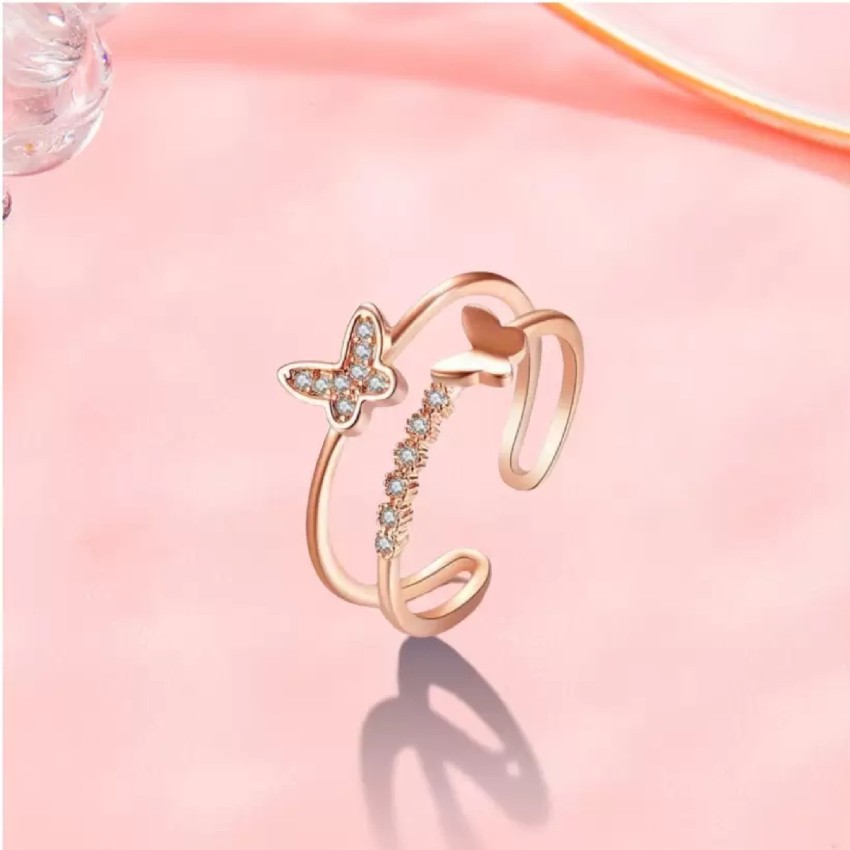 Rose gold sales butterfly ring