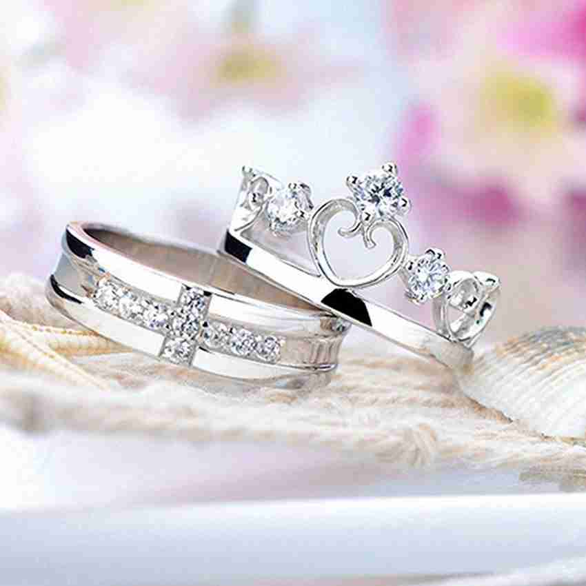 King and queen crown couple rings hotsell