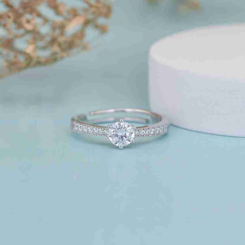 Ornate Jewels 1.25 Carat Solitaire Adjustable Silver Engagement Ring for Women Sterling Silver Cubic Zirconia Rhodium Plated Ring Price in India Buy Ornate Jewels 1.25 Carat Solitaire Adjustable Silve...