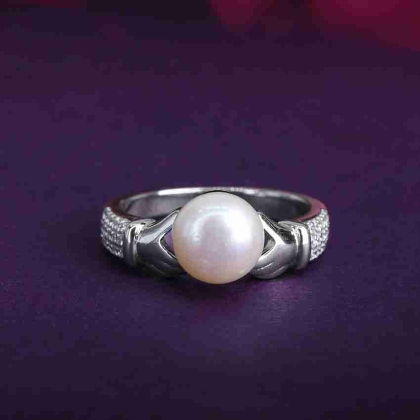 Ornate Jewels Pure 925 Sterling Silver Pearl Ring for Women and Girls Sterling Silver Pearl Rhodium Plated Ring Price in India Buy Ornate Jewels Pure 925 Sterling Silver Pearl Ring for