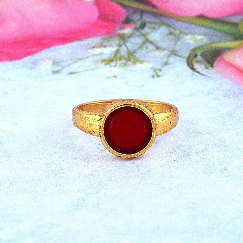 Mahakaal Jewels Gold Plated Designer Red Pearl Moti Ratti White Gemstone Finger Ring Brass Gold Plated Ring Price in India Buy Mahakaal Jewels Gold Plated Designer Red Pearl Moti Ratti White Gemstone ...